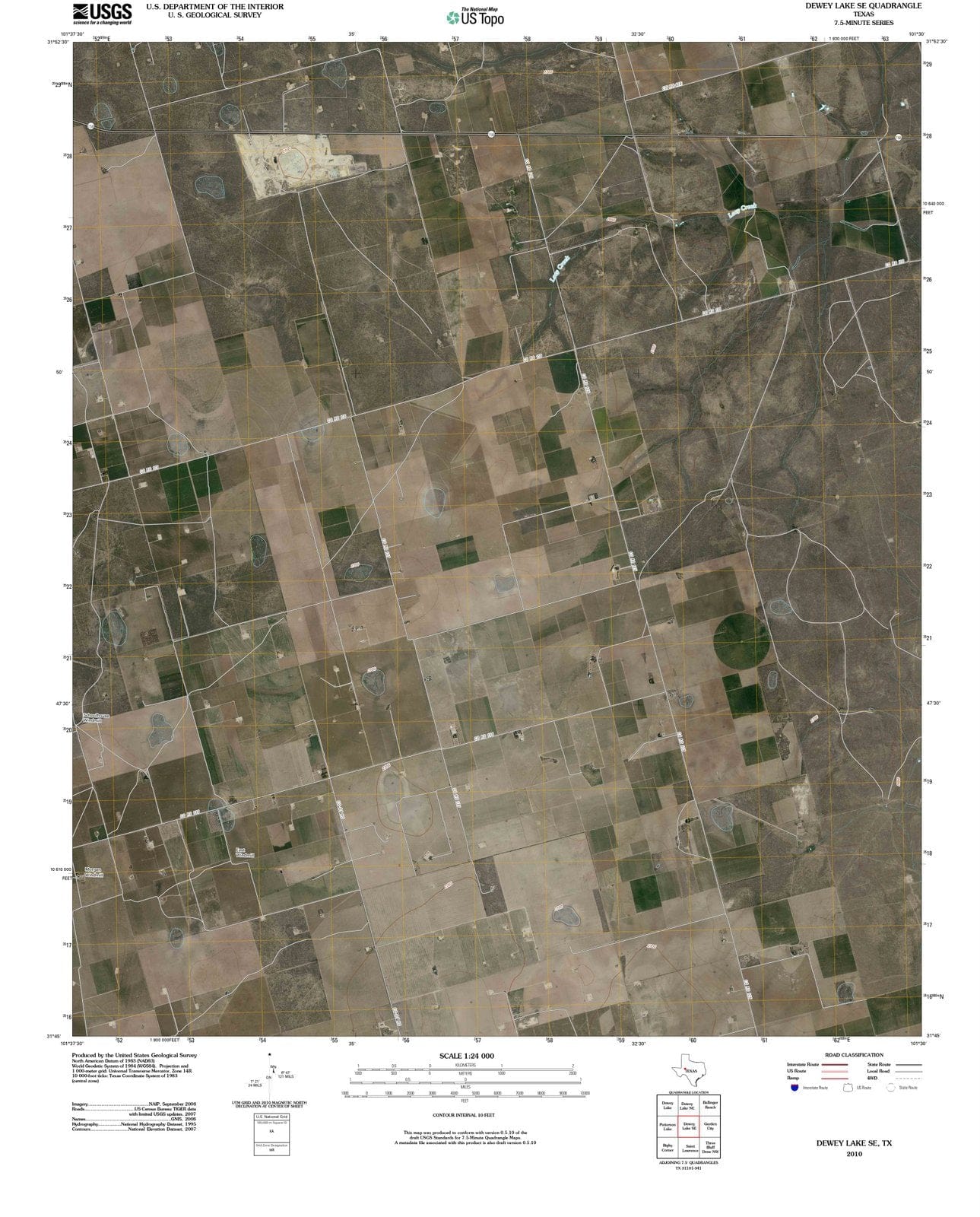 2010 Dewey Lake, TX - Texas - USGS Topographic Map