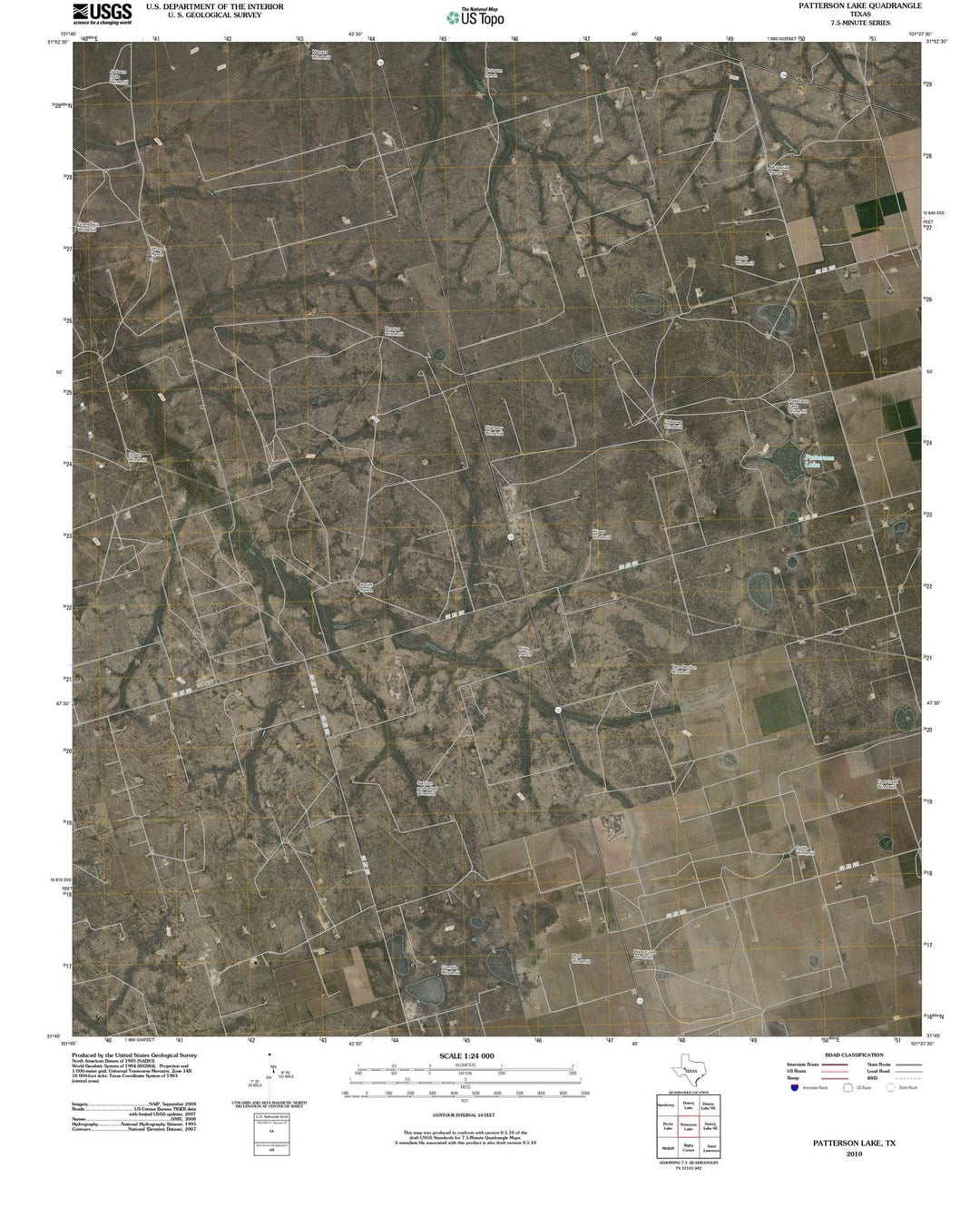 2010 Patterson Lake, TX - Texas - USGS Topographic Map