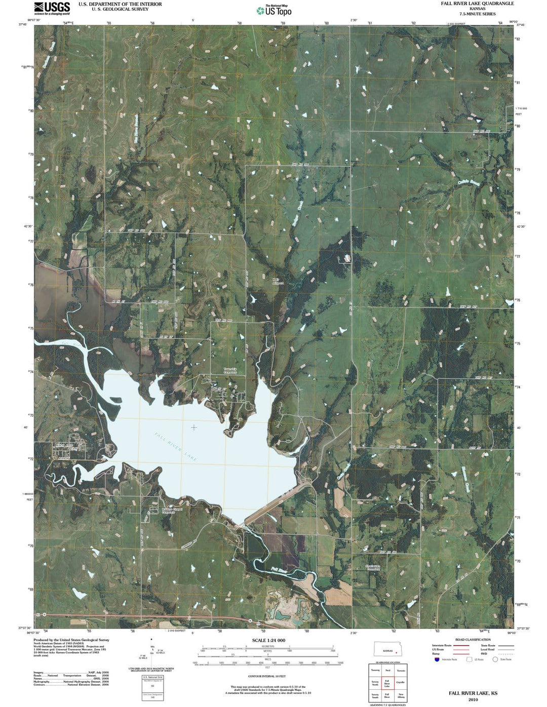 2010 Fall River Lake, KS - Kansas - USGS Topographic Map