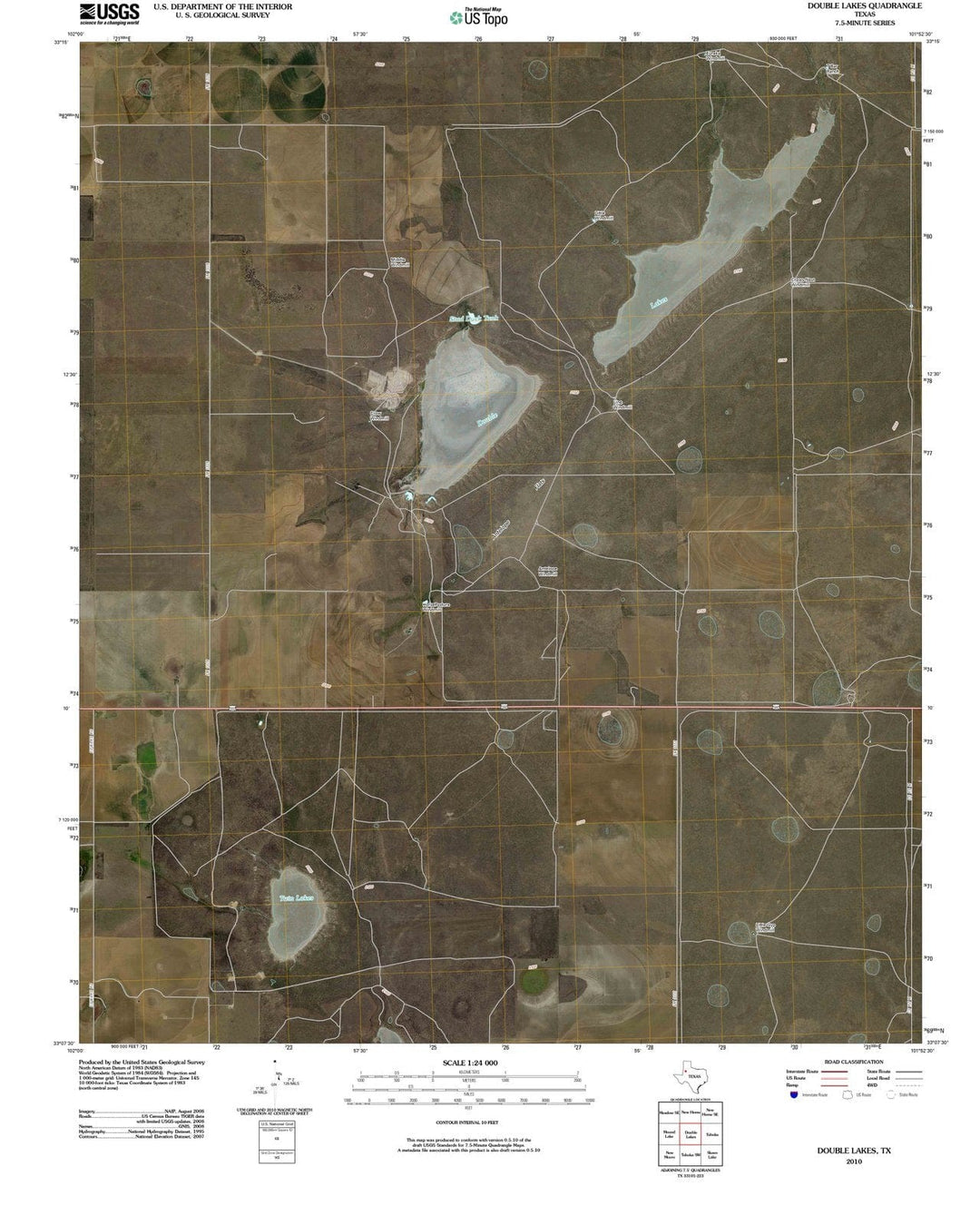 2010 Double Lakes, TX - Texas - USGS Topographic Map