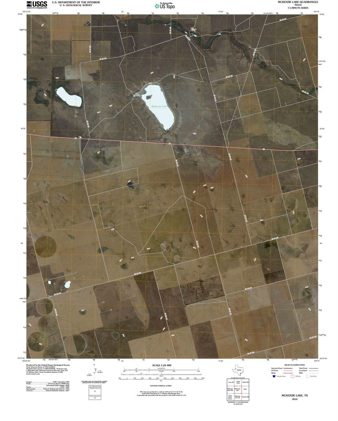 2010 McKenzie Lake, TX - Texas - USGS Topographic Map