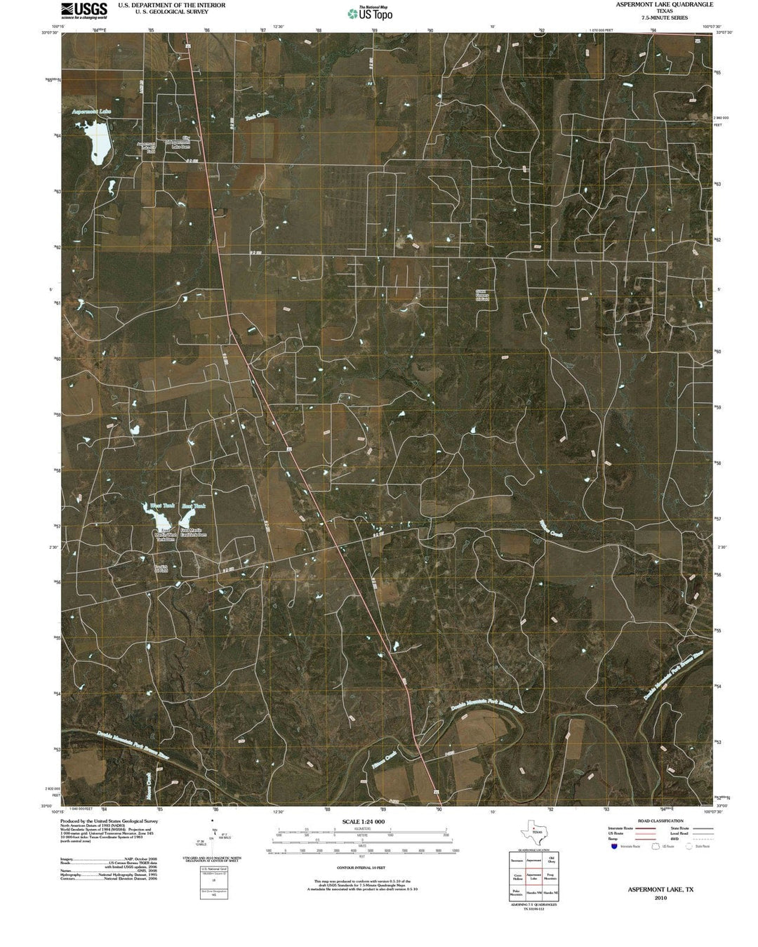 2010 Aspermont Lake, TX - Texas - USGS Topographic Map