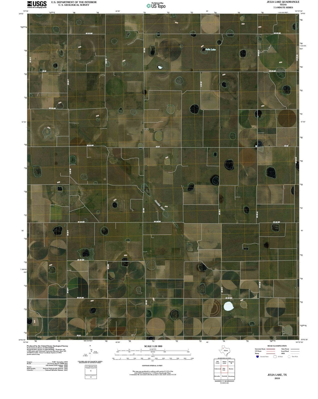 2010 Julia Lake, TX - Texas - USGS Topographic Map