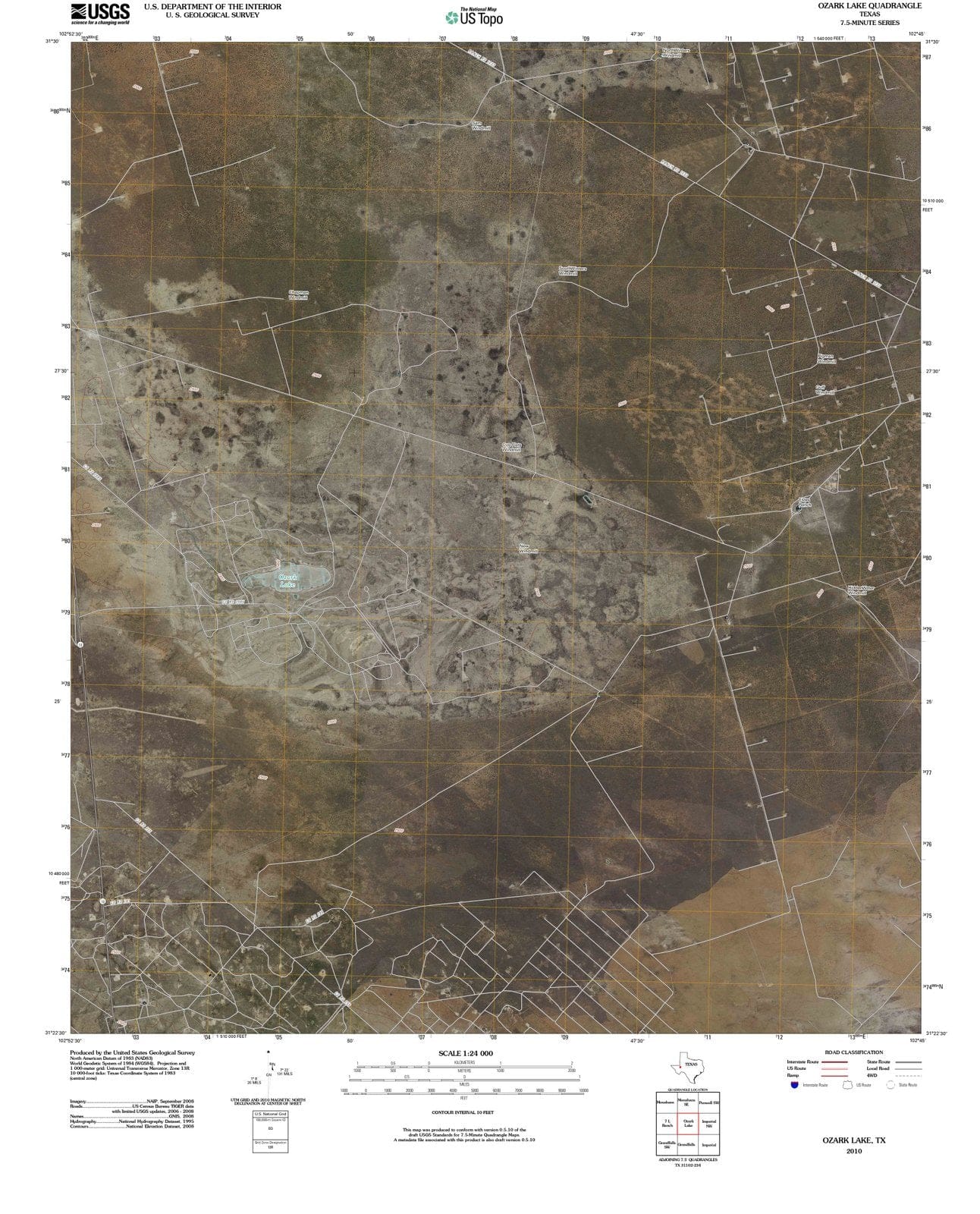 2010 Ozark Lake, TX - Texas - USGS Topographic Map