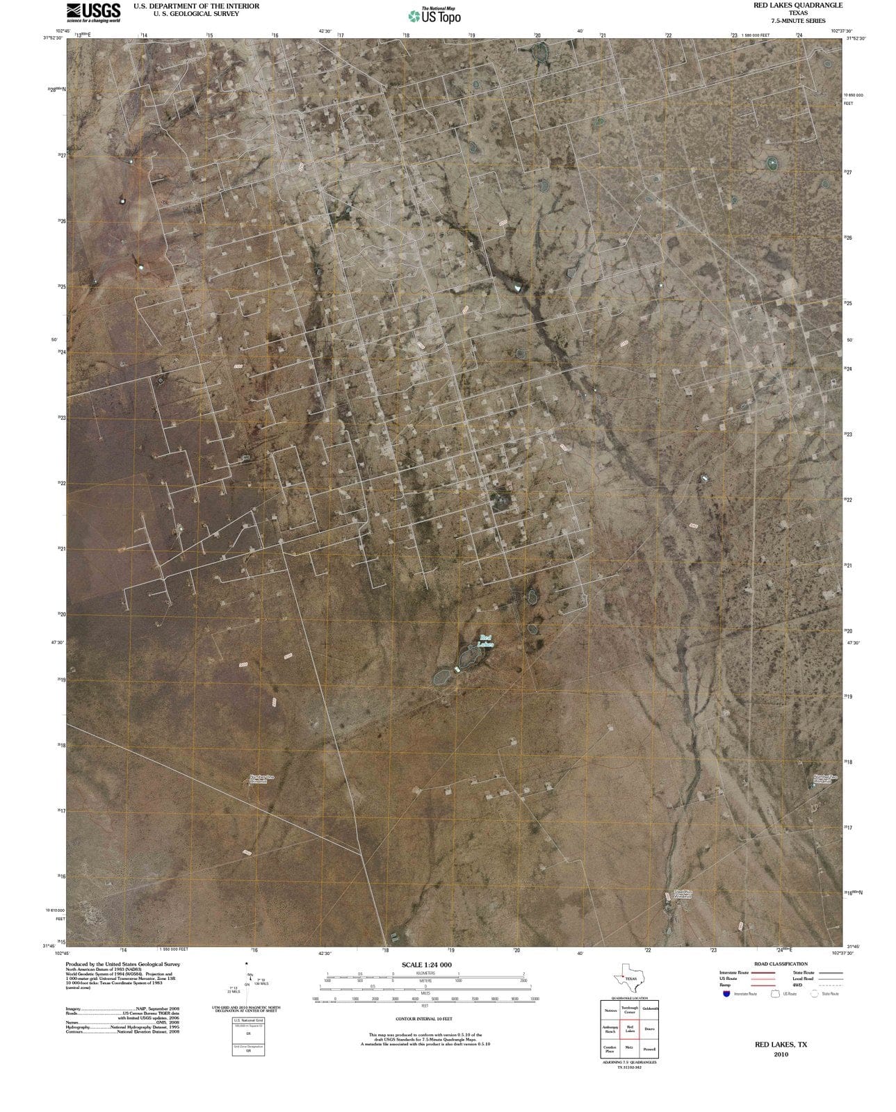 2010 Red Lakes, TX - Texas - USGS Topographic Map