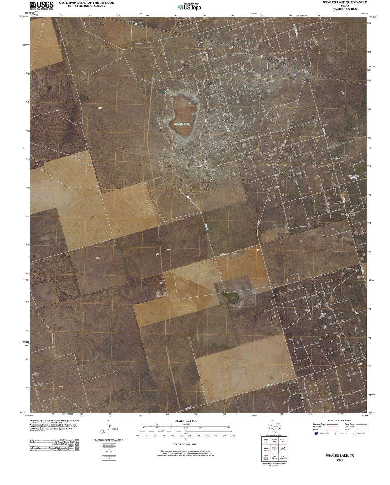 2010 Whalen Lake, TX - Texas - USGS Topographic Map