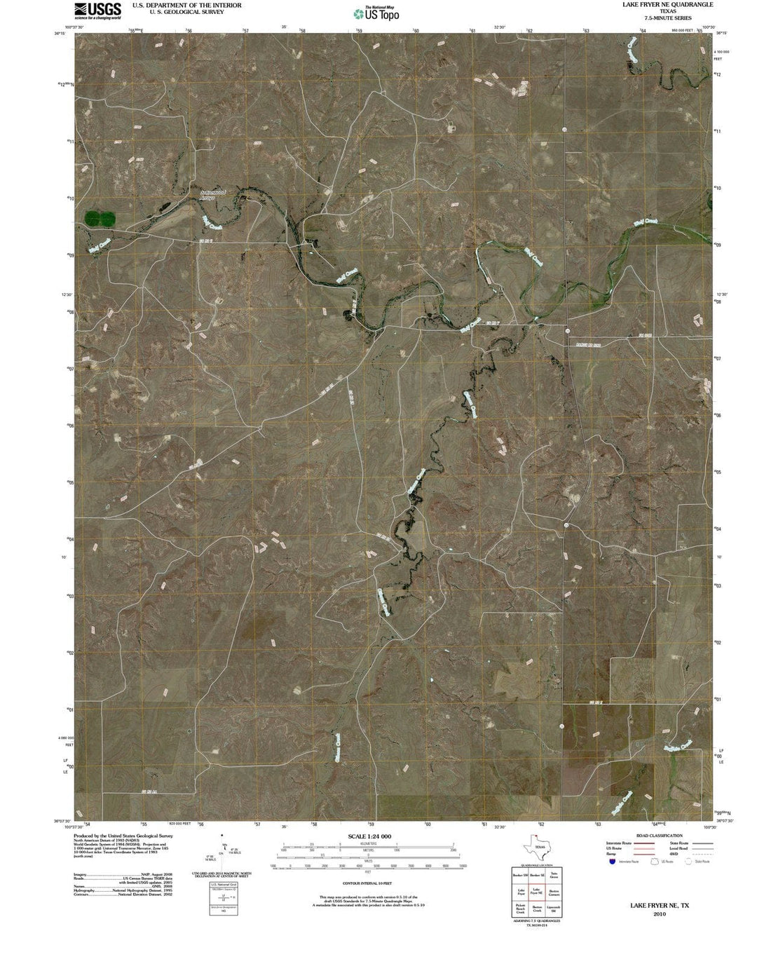 2010 Lake Fryer, TX - Texas - USGS Topographic Map