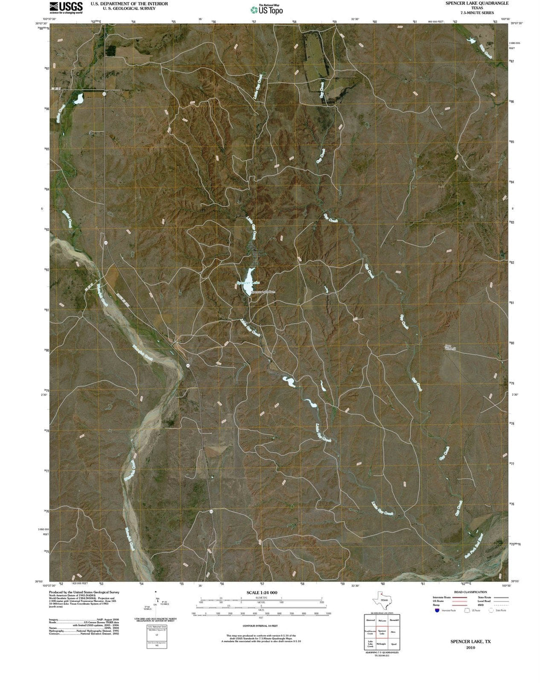 2010 Spencer Lake, TX - Texas - USGS Topographic Map