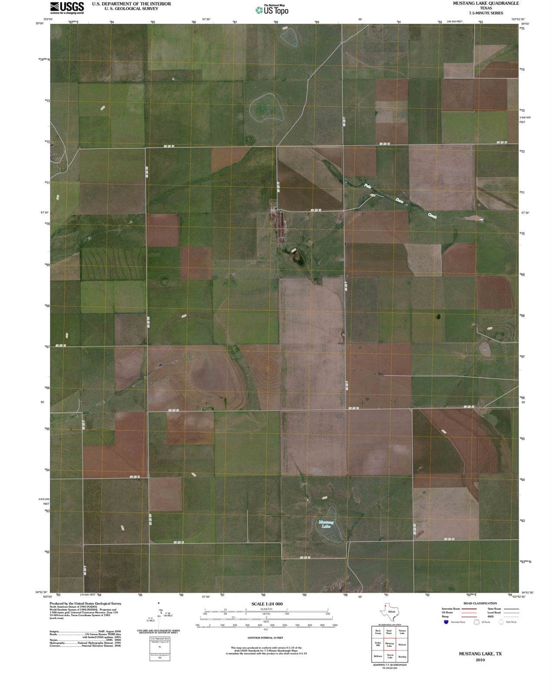 2010 Mustang Lake, TX - Texas - USGS Topographic Map