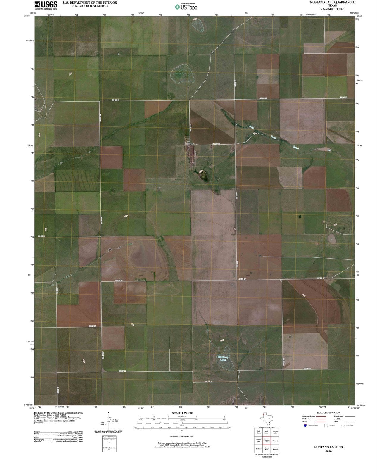 2010 Mustang Lake, TX - Texas - USGS Topographic Map