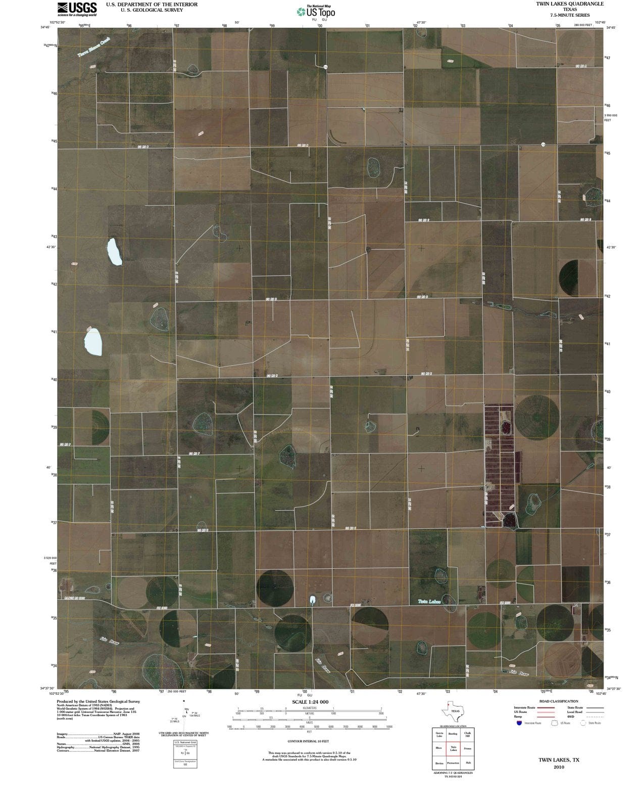 2010 Twin Lakes, TX - Texas - USGS Topographic Map