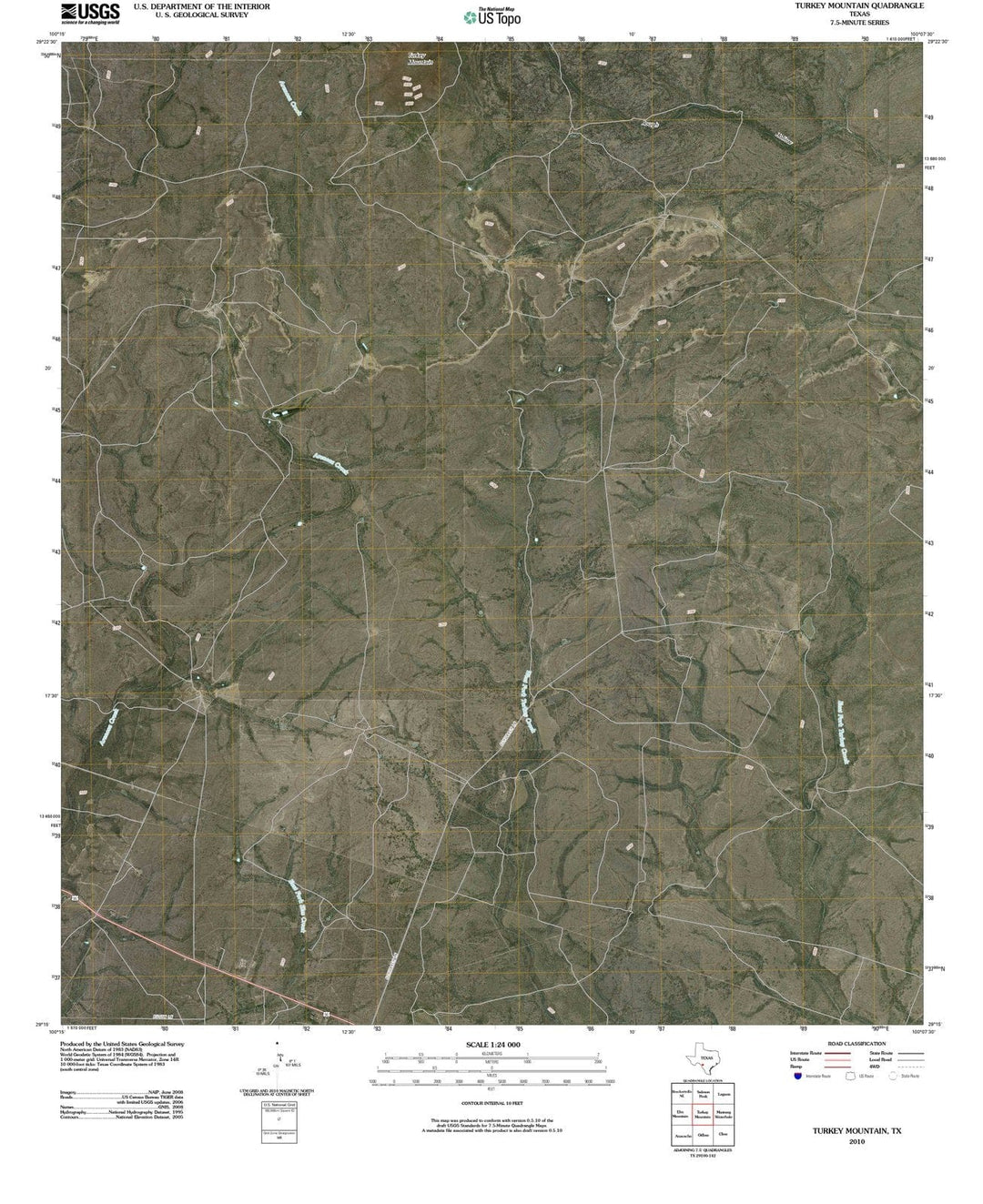 2010 Turkey Mountain, TX - Texas - USGS Topographic Map