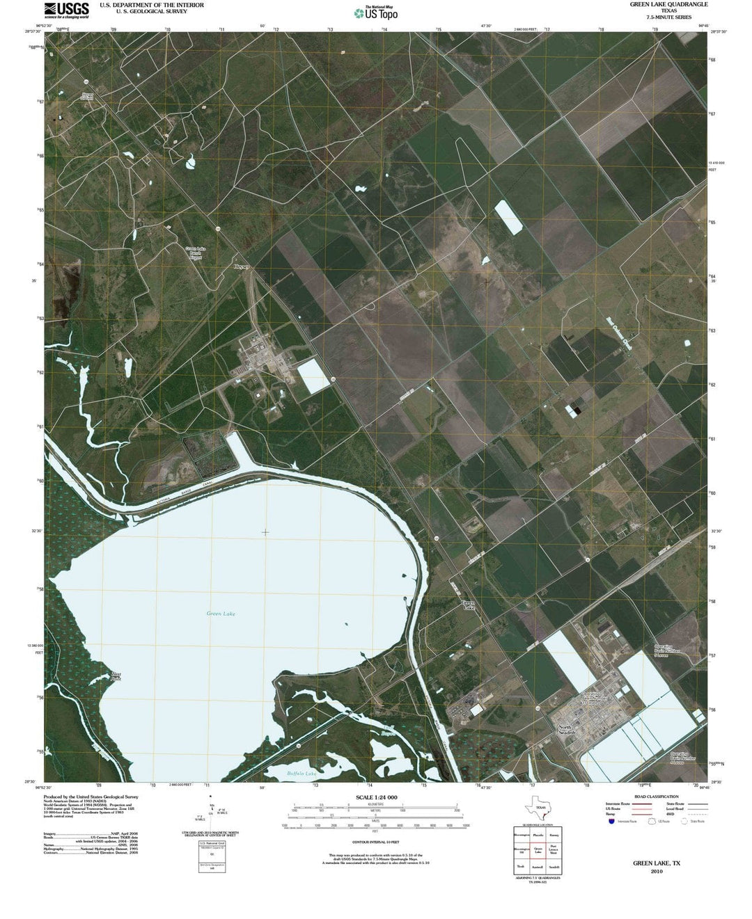 2010 Green Lake, TX - Texas - USGS Topographic Map