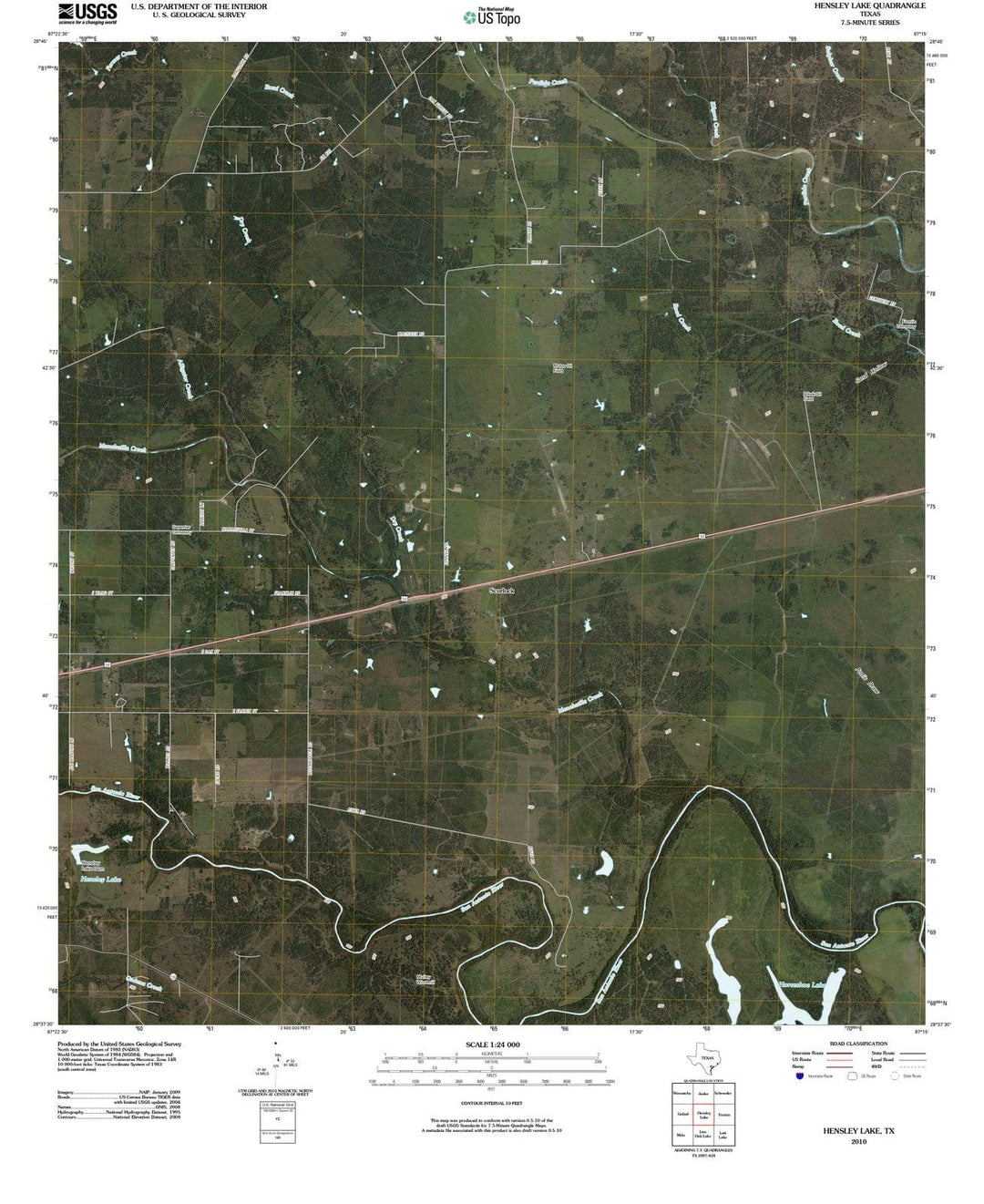 2010 Hensley Lake, TX - Texas - USGS Topographic Map