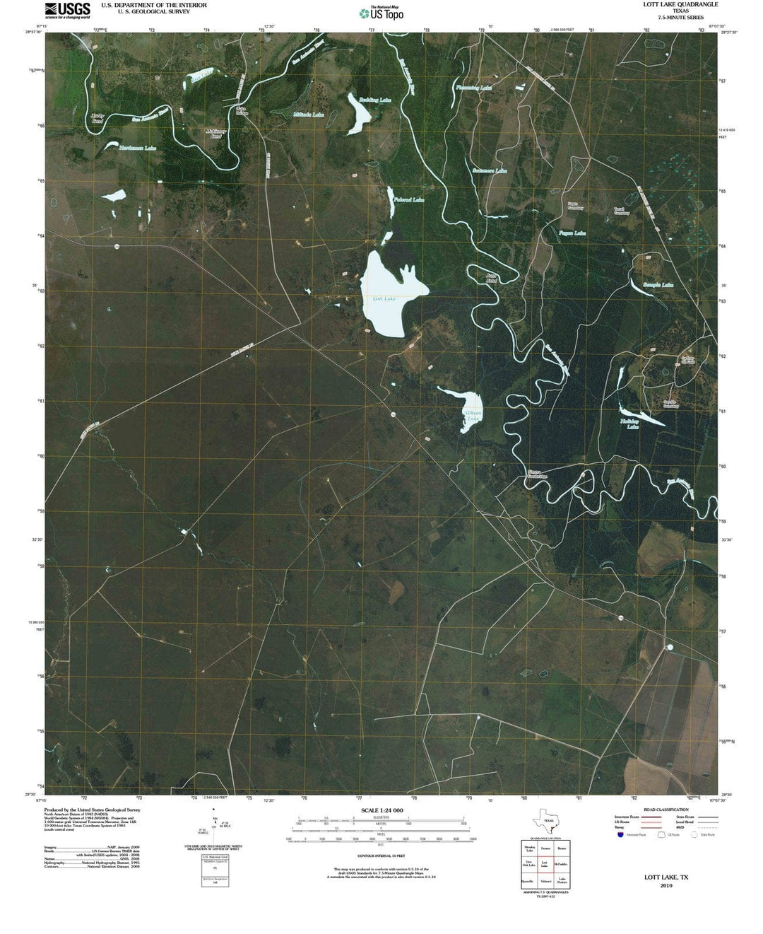 2010 Lott Lake, TX - Texas - USGS Topographic Map