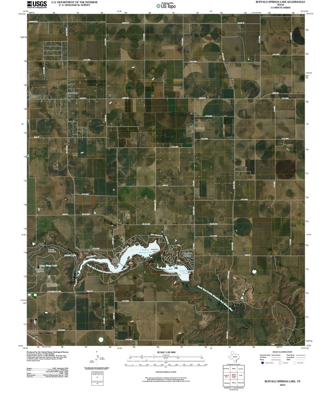 2010 Buffalo Springs Lake, TX - Texas - USGS Topographic Map