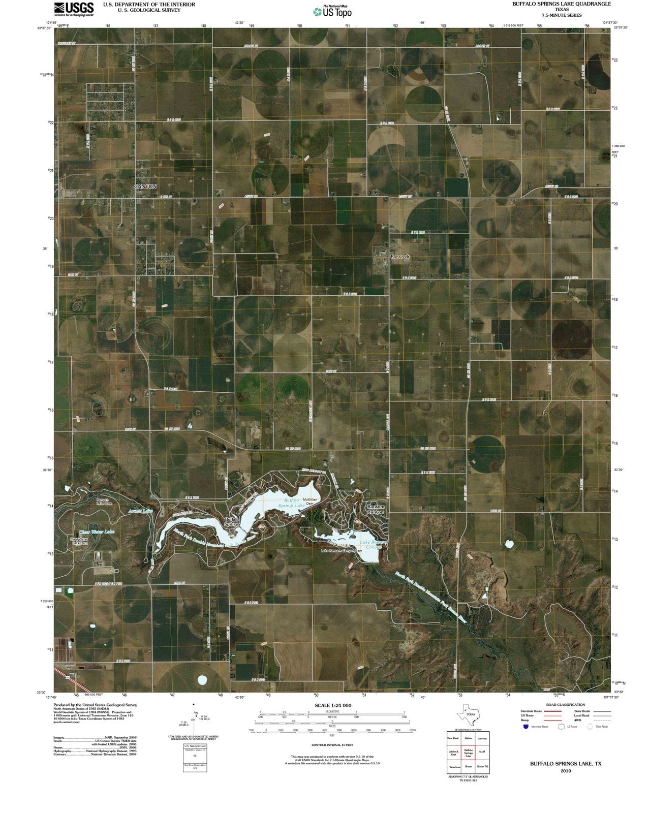 2010 Buffalo Springs Lake, TX - Texas - USGS Topographic Map