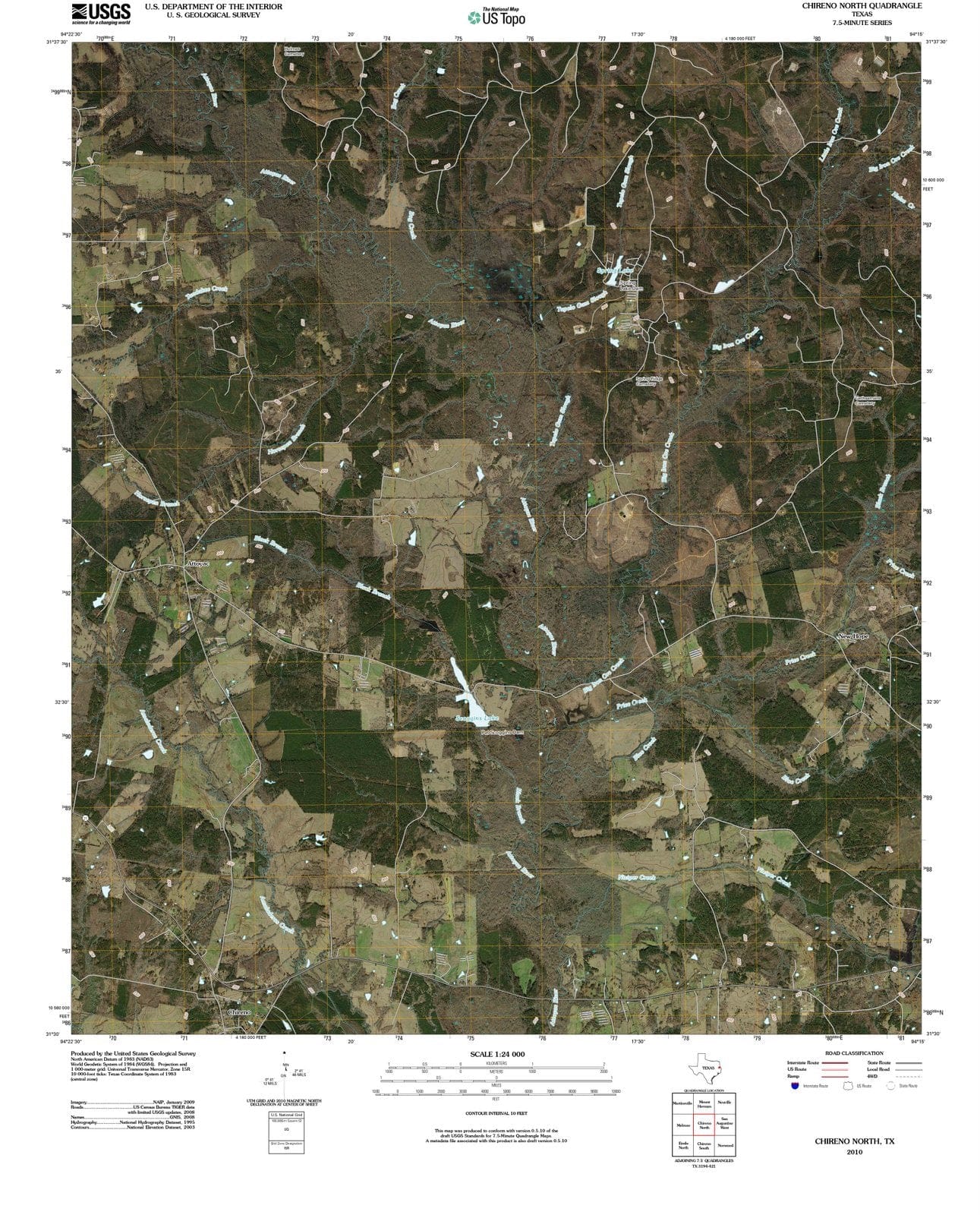 2010 Chireno North, TX - Texas - USGS Topographic Map