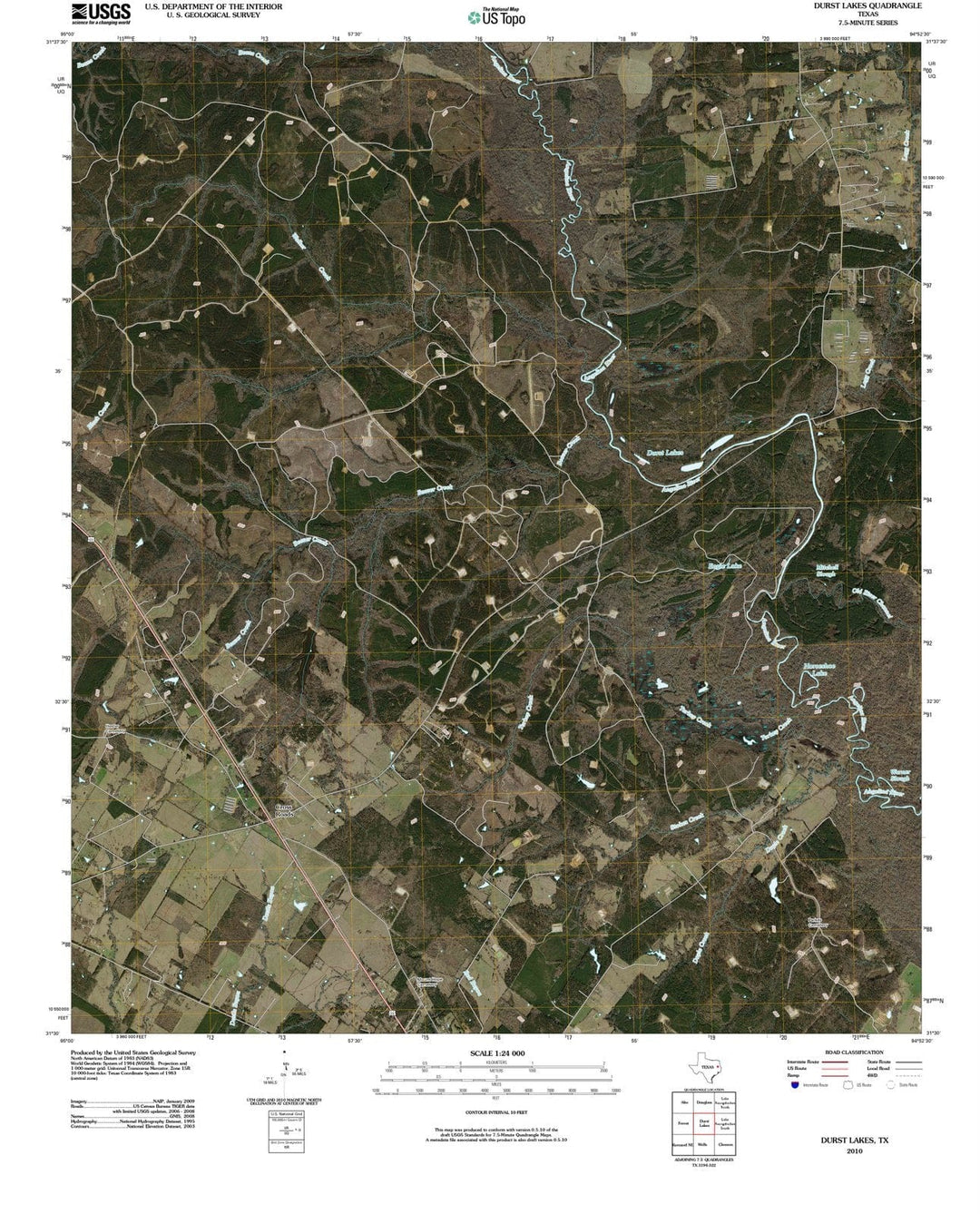 2010 Durst Lakes, TX - Texas - USGS Topographic Map