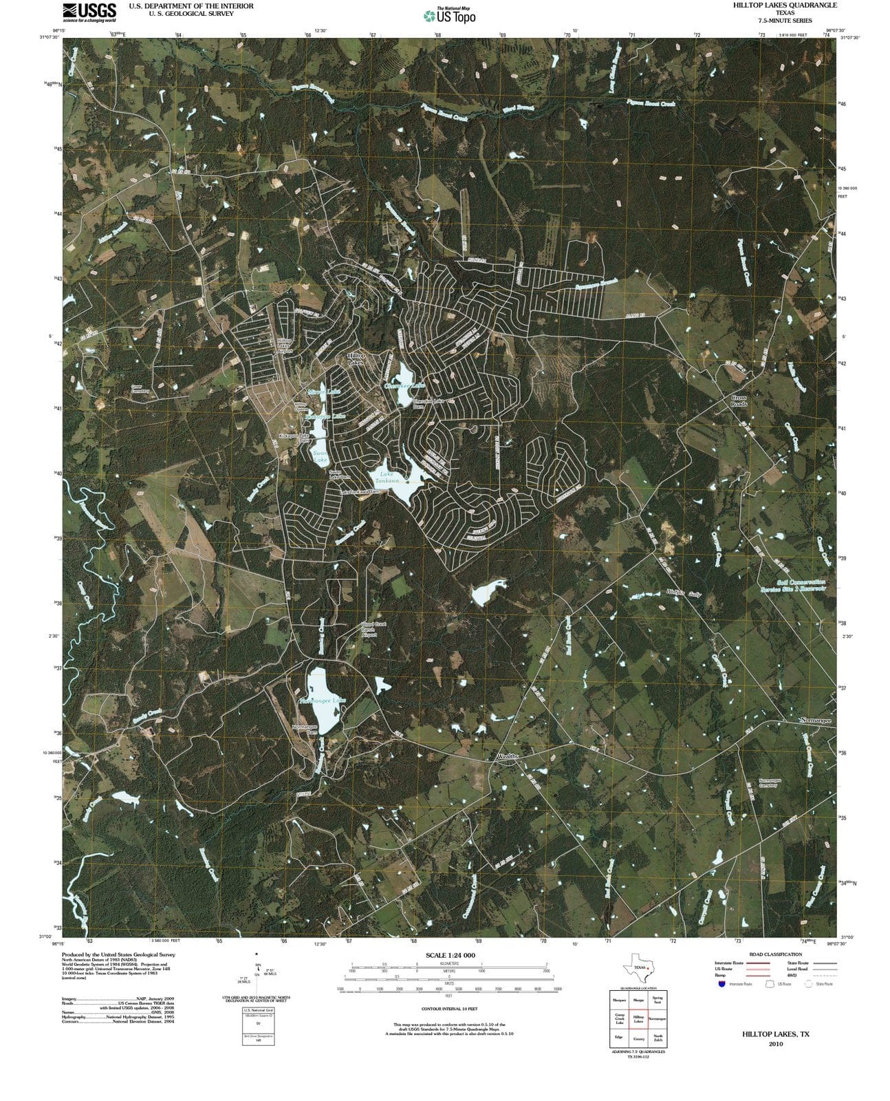 2010 Hilltop Lakes, TX - Texas - USGS Topographic Map