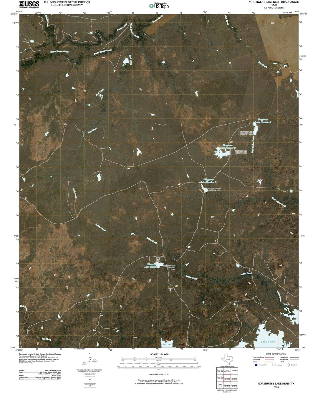 2010 Northwest Lake Kemp, TX - Texas - USGS Topographic Map