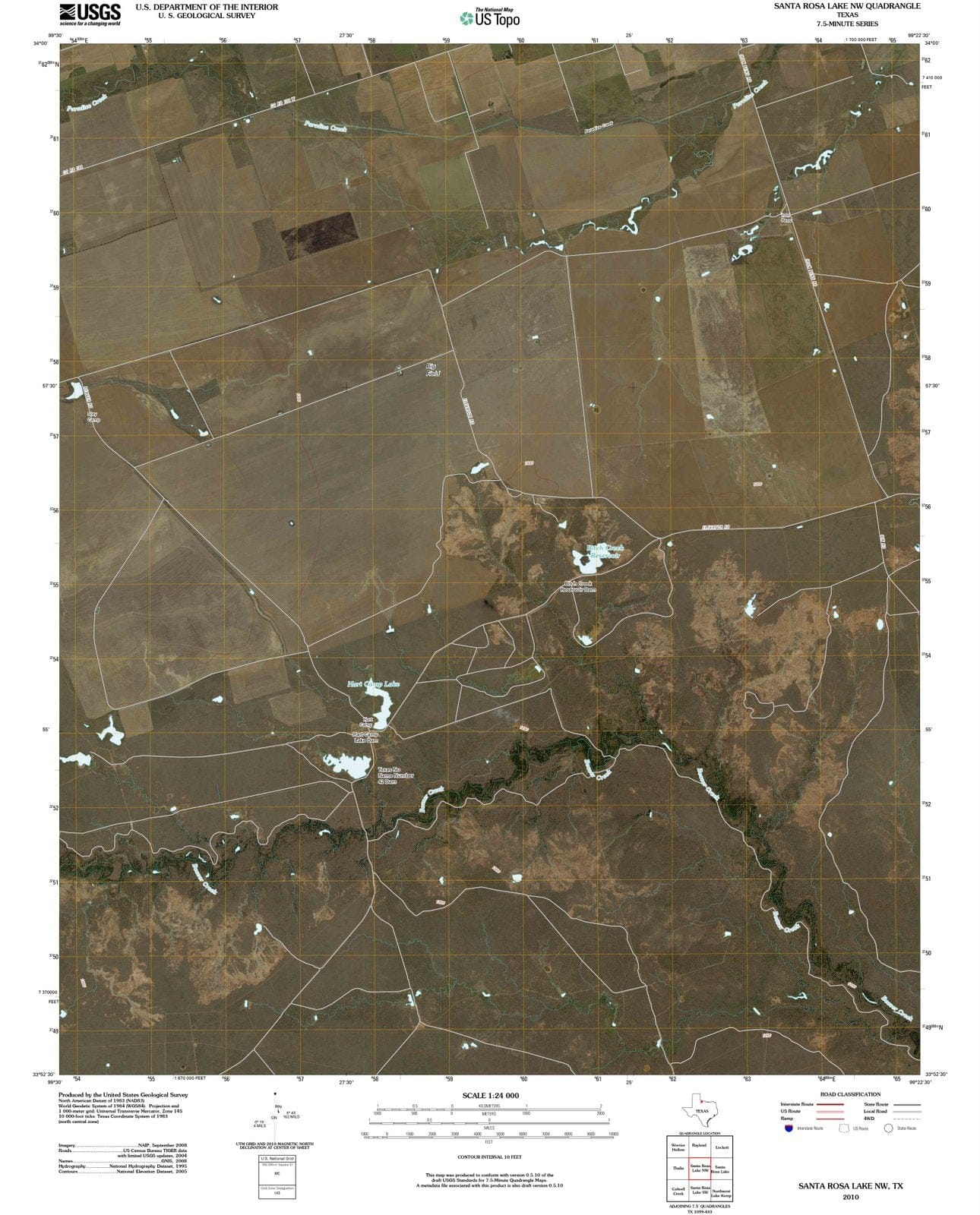 2010 Santa Rosa Lake, TX - Texas - USGS Topographic Map