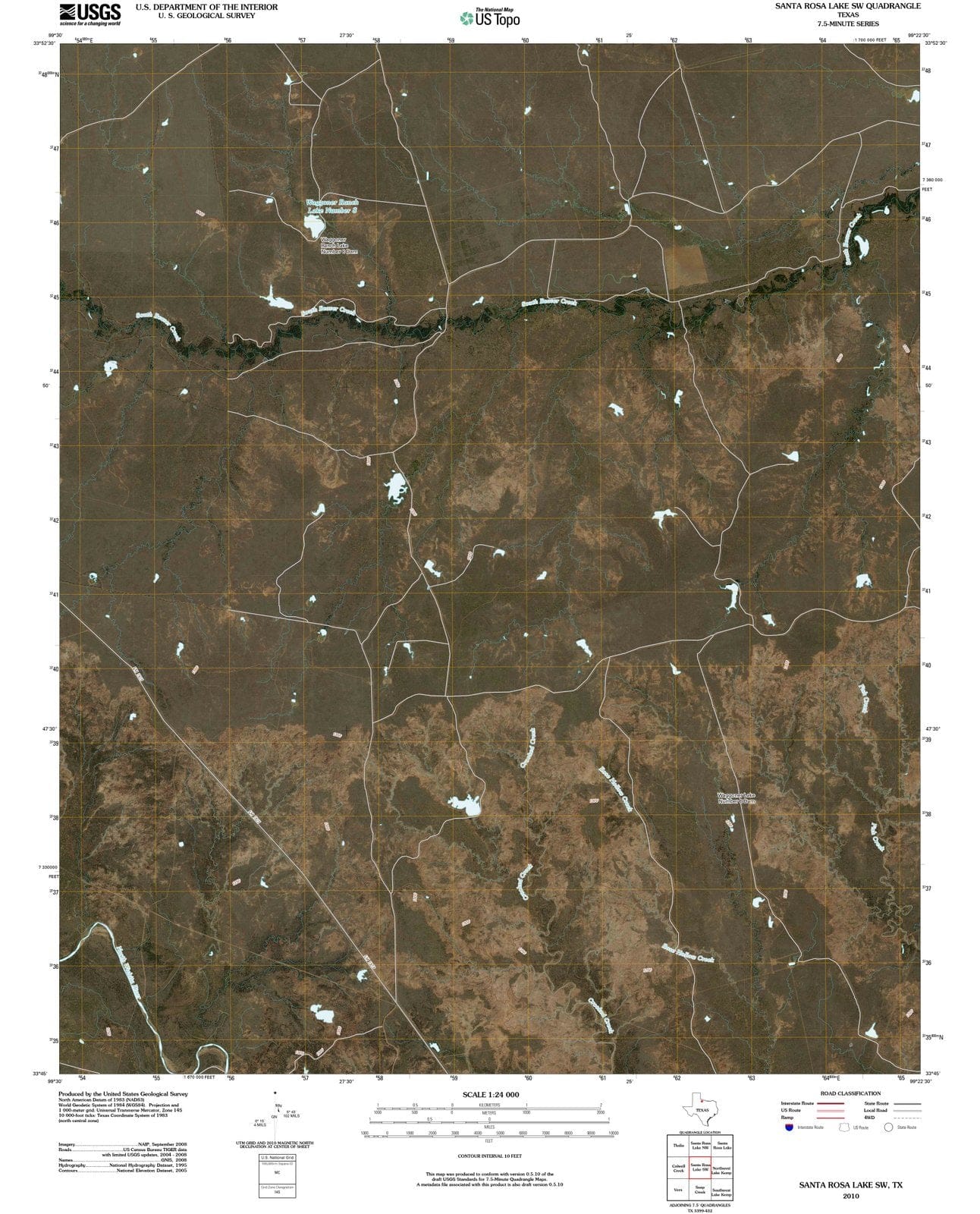 2010 Santa Rosa Lake, TX - Texas - USGS Topographic Map