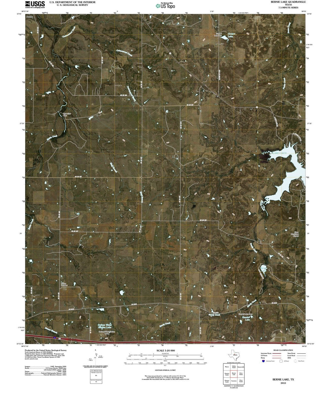 2010 Bernie Lake, TX - Texas - USGS Topographic Map