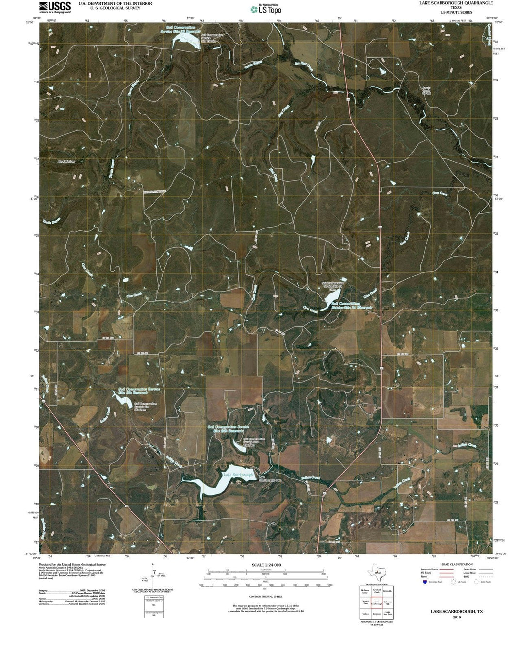 2010 Lake Scarborough, TX - Texas - USGS Topographic Map