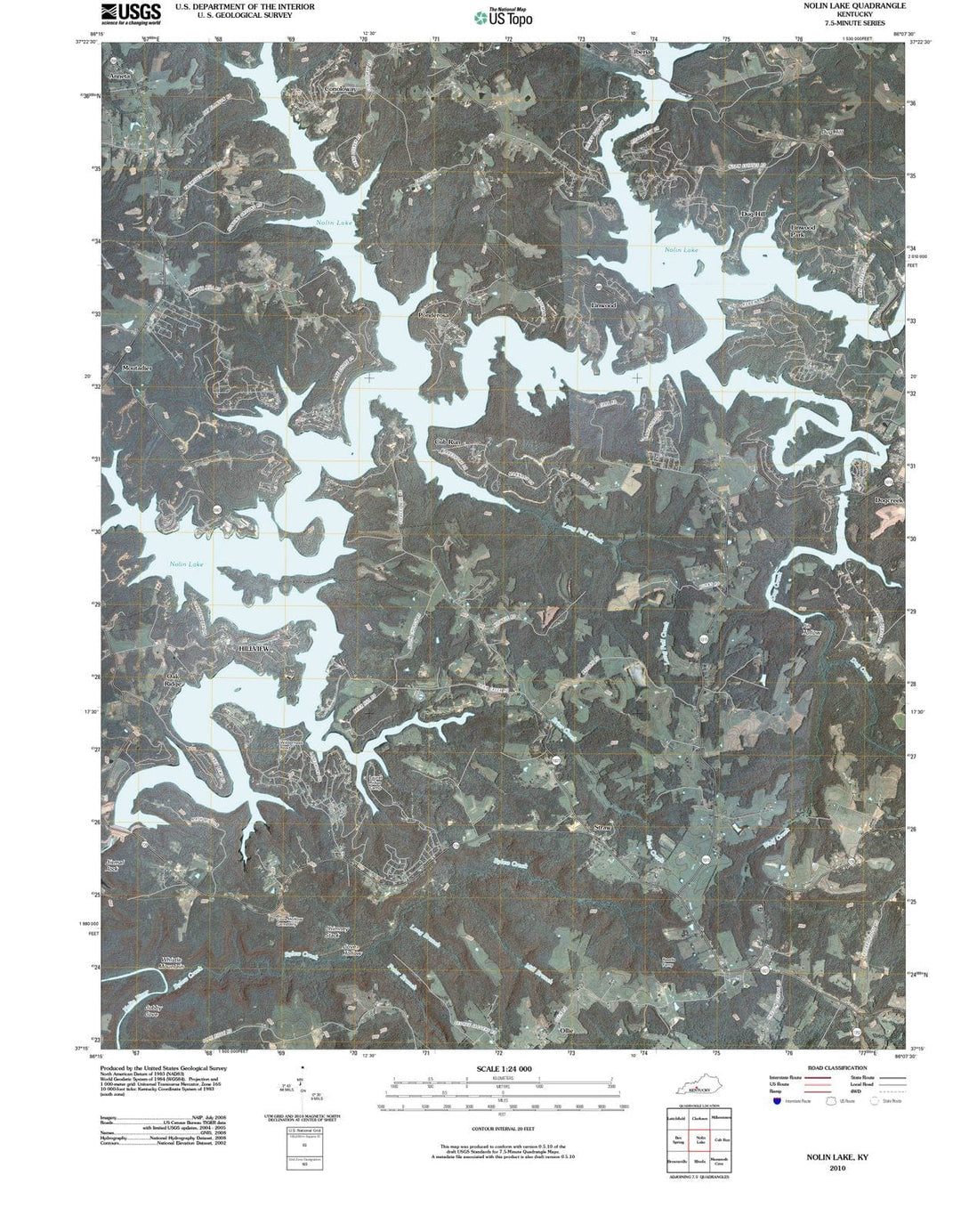 2010 Nolin Lake, KY - Kentucky - USGS Topographic Map