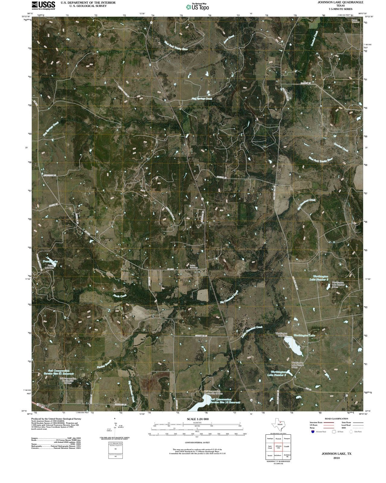 2010 Johnson Lake, TX - Texas - USGS Topographic Map