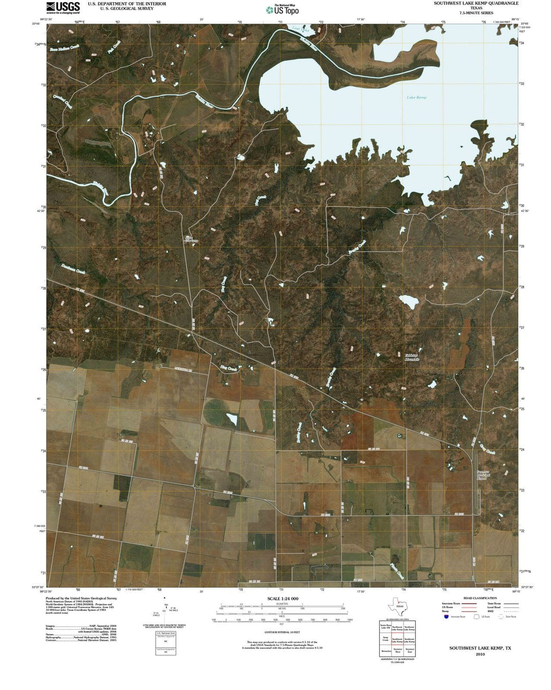 2010 Southwest Lake Kemp, TX - Texas - USGS Topographic Map