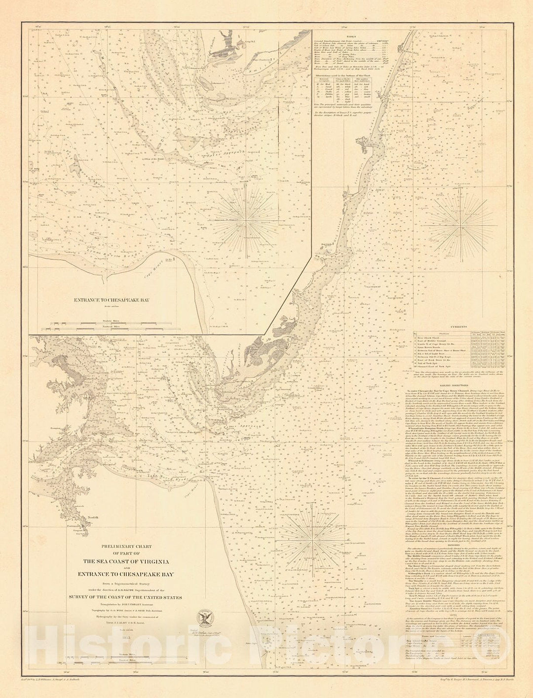 Historic Nautical Map - The Sea Coast Of Virginia And Entrance To Chesapeake Bay, 1855 NOAA Chart - Vintage Wall Art