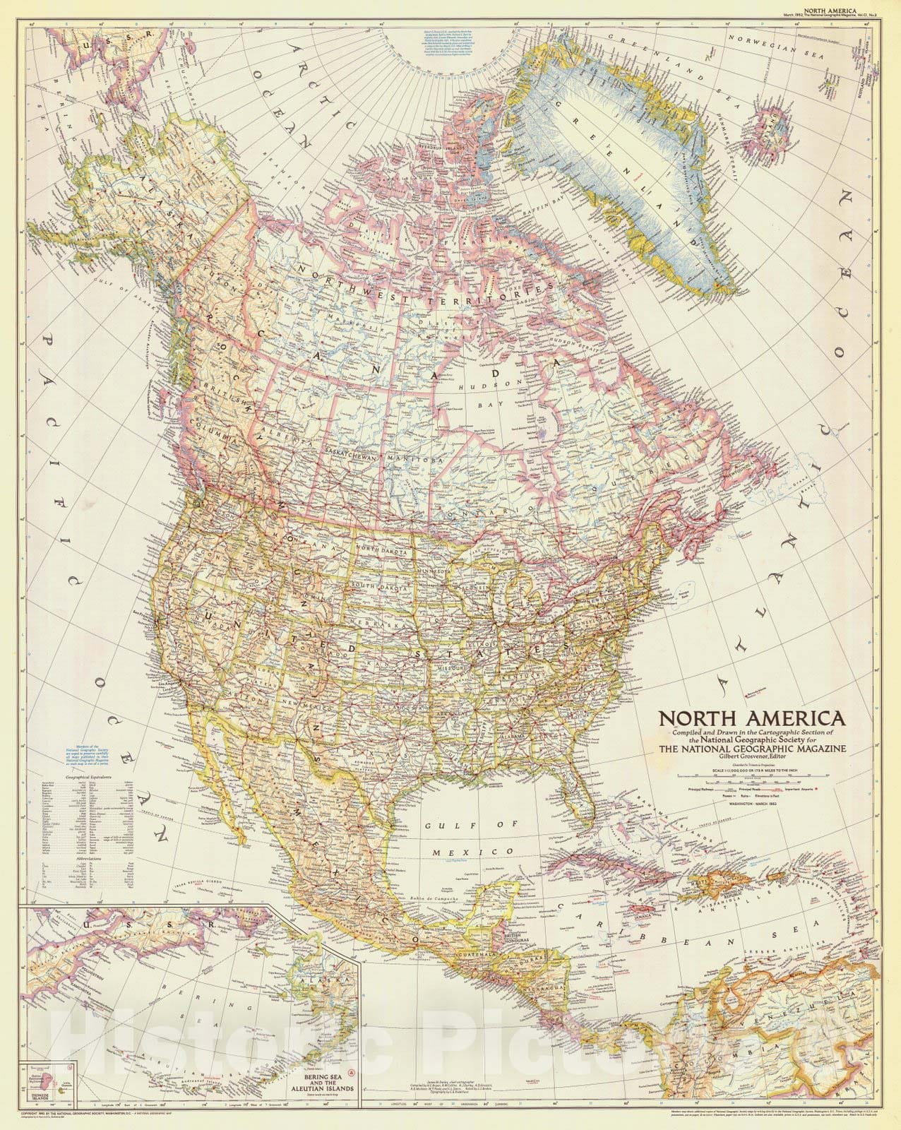 Historic Nautical Map - North America, 1952 NOAA National Geographic - Vintage Wall Art