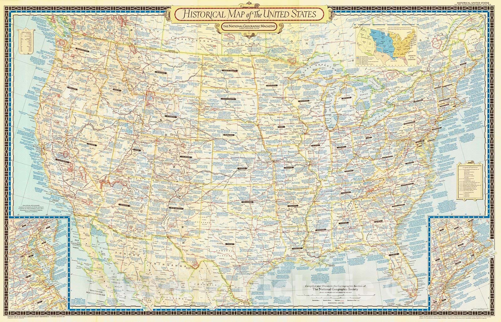 Historic Nautical Map - Historical Map Of The United States, 1953 NOAA National Geographic - Vintage Wall Art