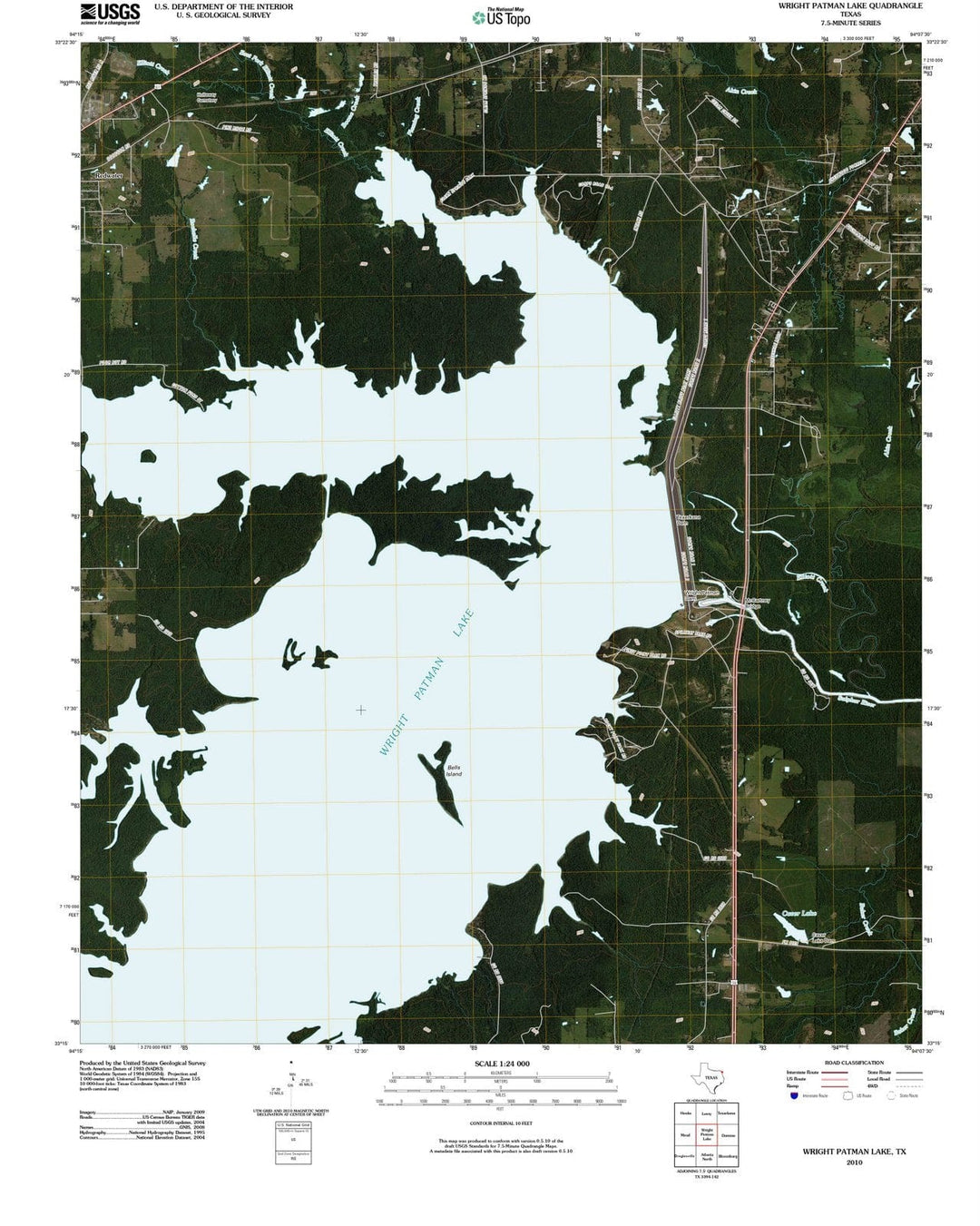 2010 Wright Patman Lake, TX - Texas - USGS Topographic Map