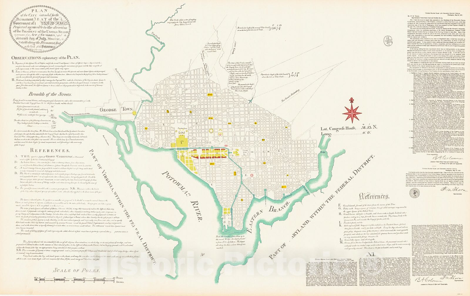 Historic Nautical Map - Plan Of The City Intended For The Permanent Seat Of The Government Of The United States, 1887 NOAA City Plan - Vintage Wall Art