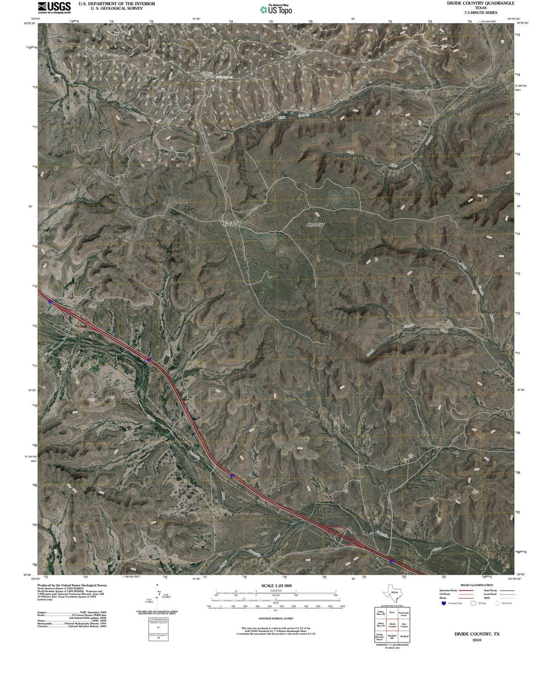 2010 Divide Country, TX - Texas - USGS Topographic Map