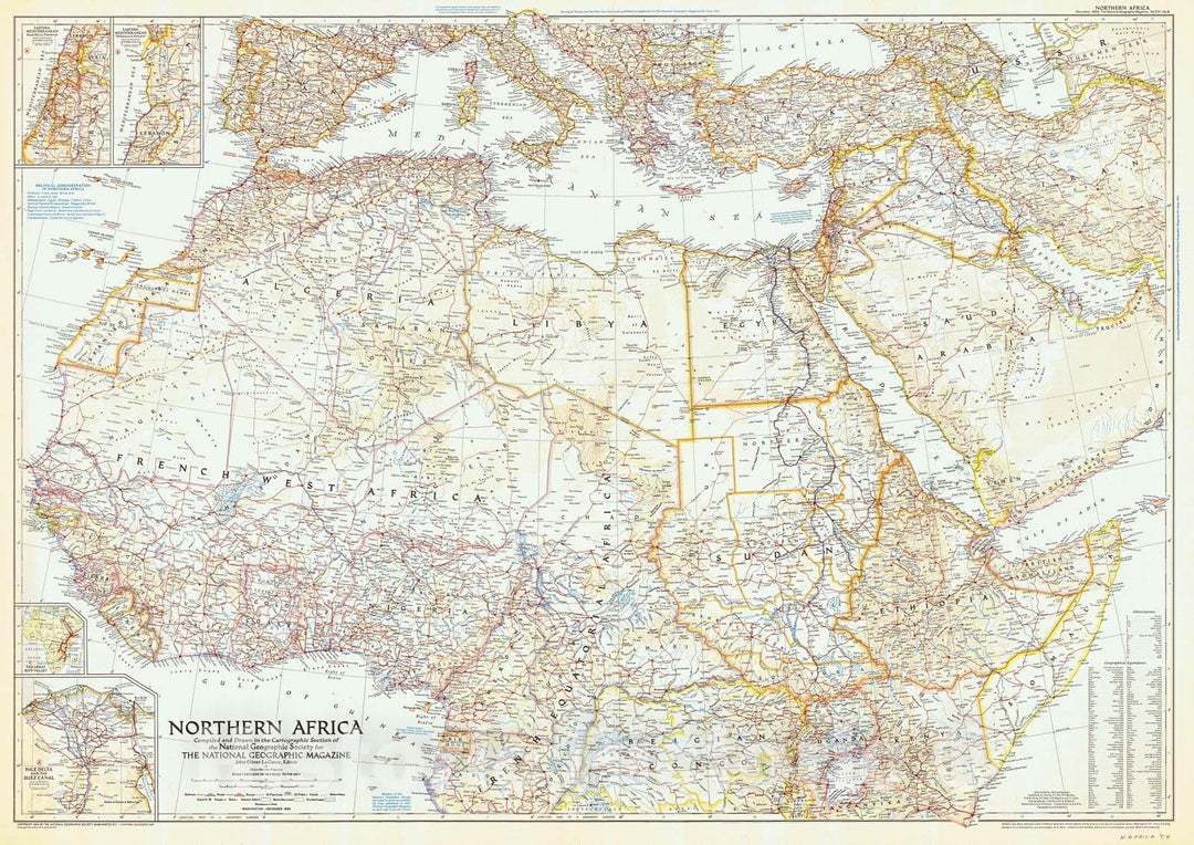 Historic Nautical Map - Northern Africa, 1954 NOAA National Geographic - Vintage Wall Art