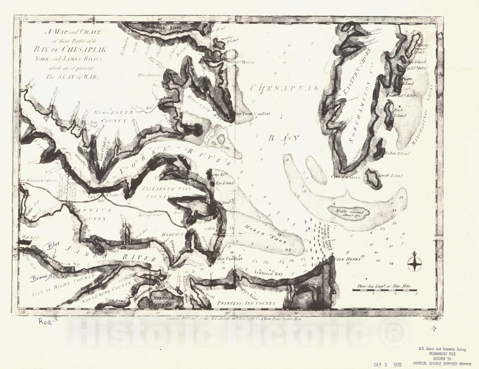 Historic Nautical Map - Bay Of Chesapeak York And James Rivers, 1781 NOAA Cartographic - Vintage Wall Art