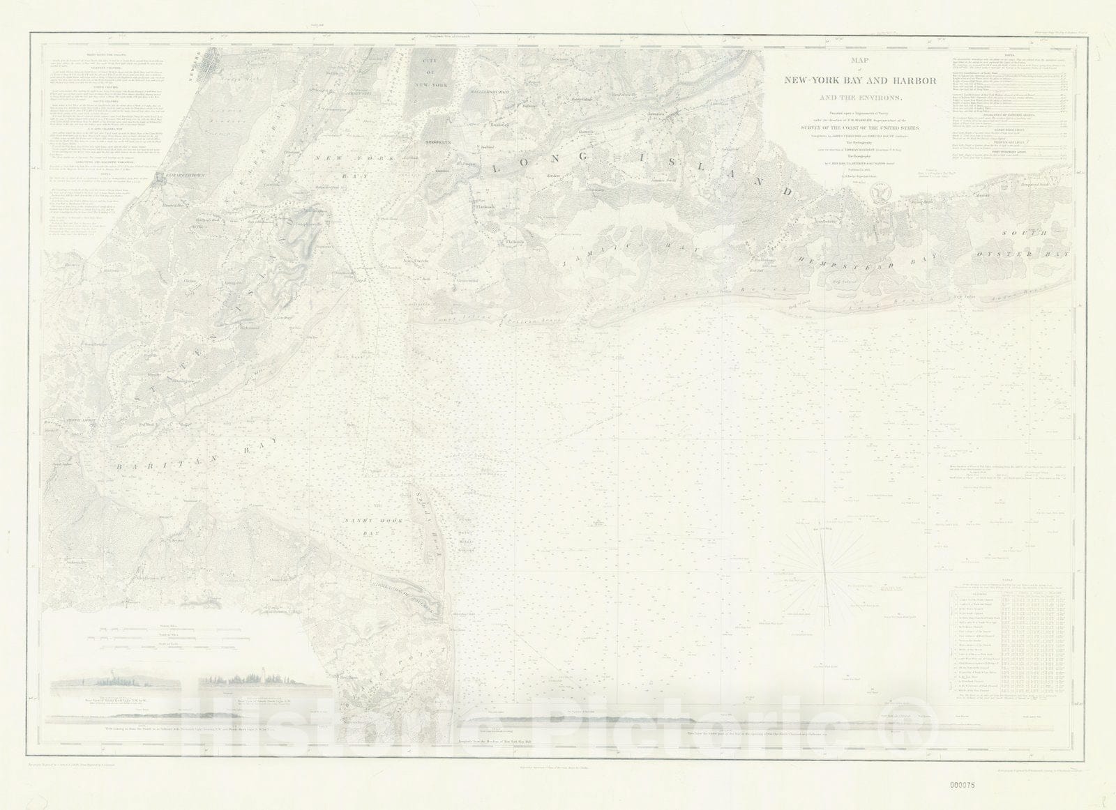 Historic Nautical Map - New York Bay And Harborand The Environs, 1845 NOAA Chart - Vintage Wall Art