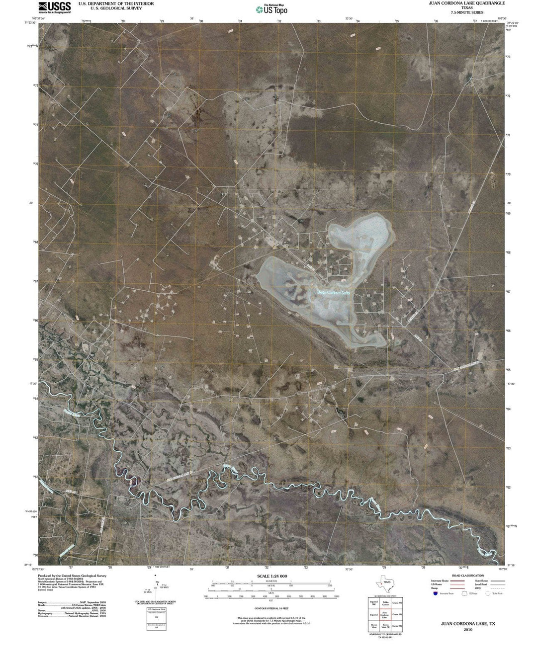 2010 Juan Cordona Lake, TX - Texas - USGS Topographic Map