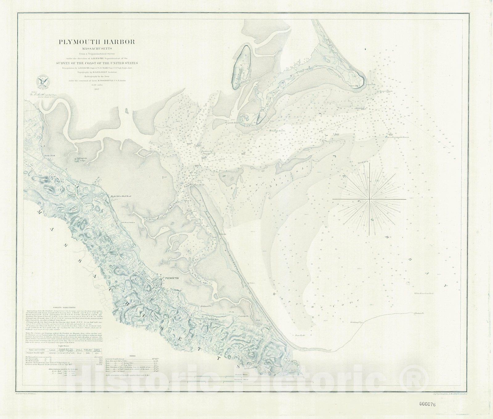 Historic Nautical Map - Plymouth Harbor, 1857 NOAA Chart - Vintage Wall Art