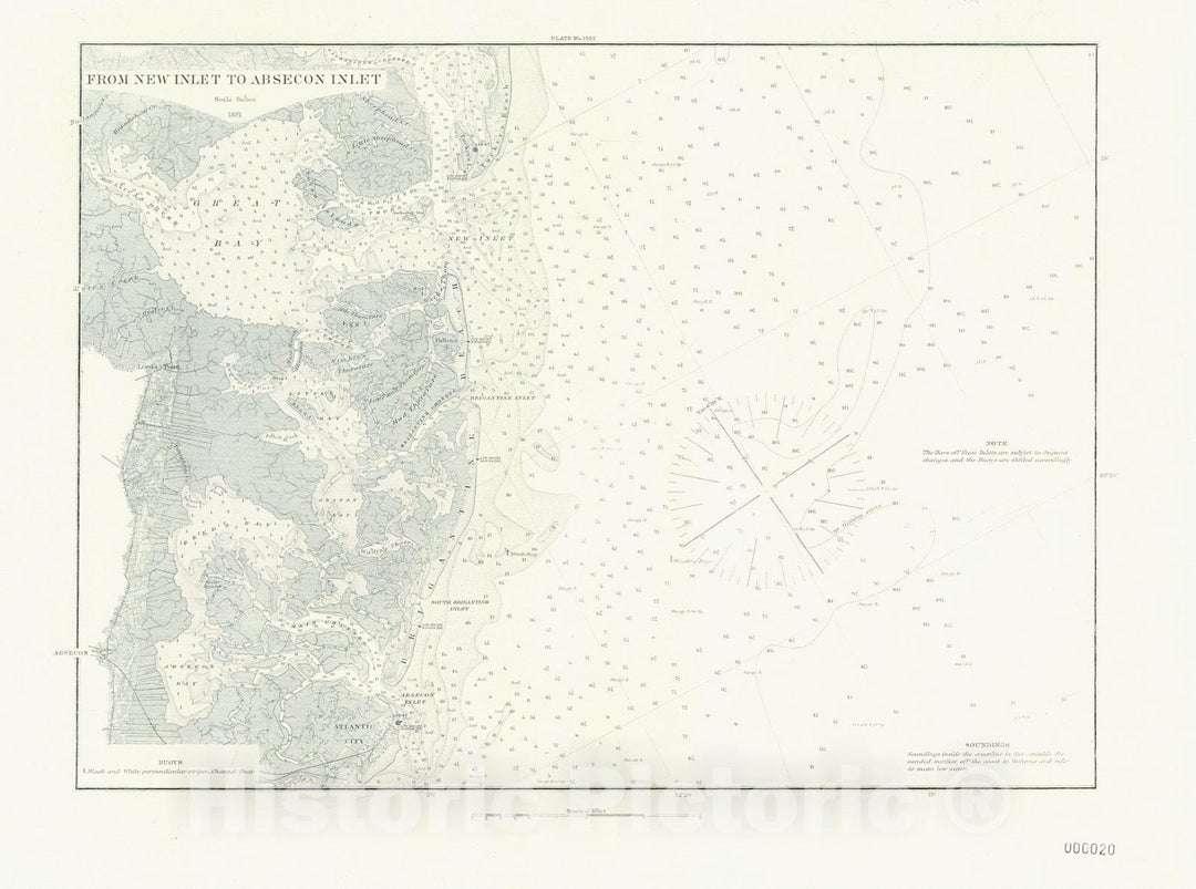 Historic Nautical Map - From New Inlet To Absecon Inlet, 1881 NOAA Chart - Vintage Wall Art