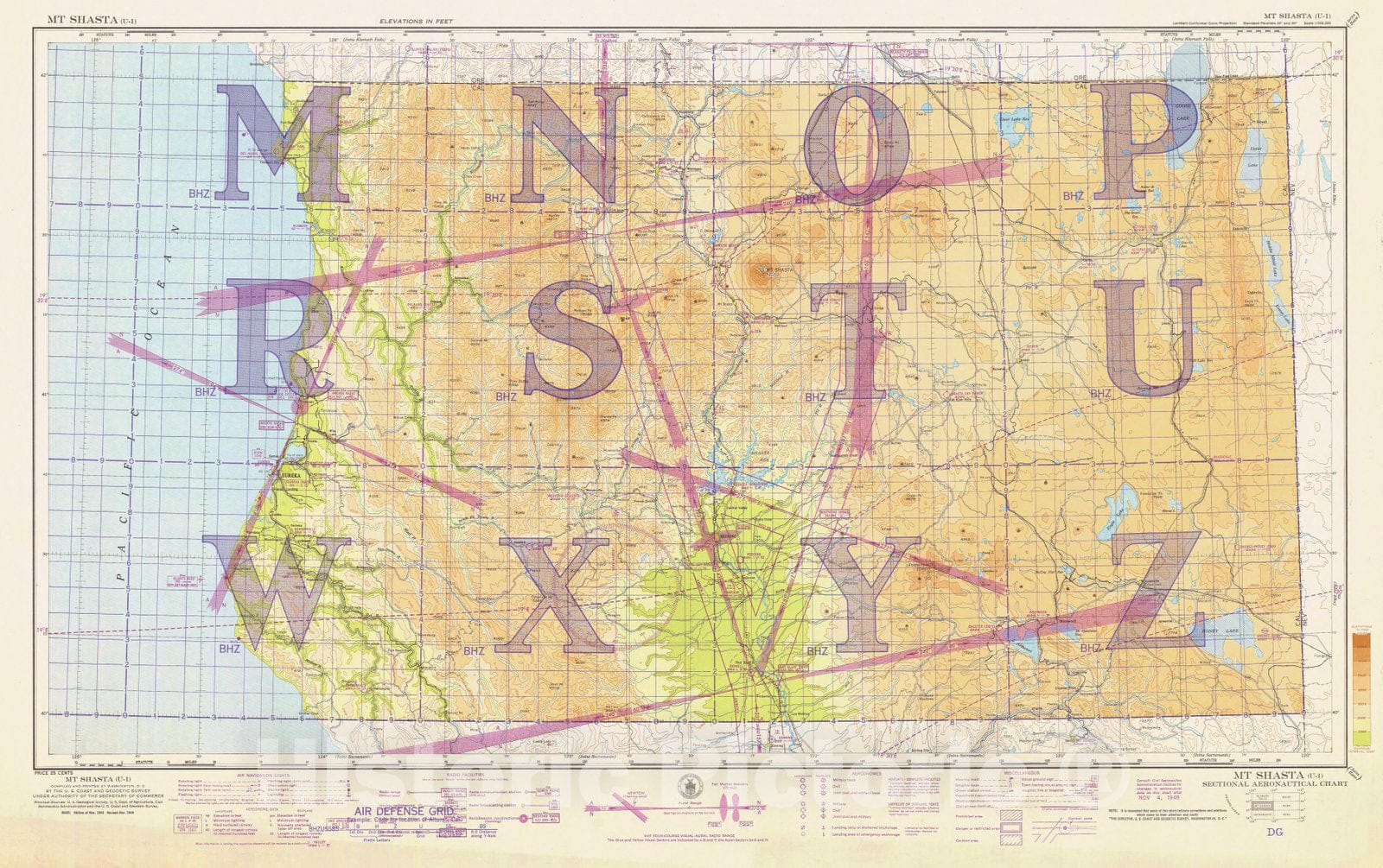 Historic Nautical Map - Mt Shasta (U1), 1948 NOAA Chart - Vintage Wall Art