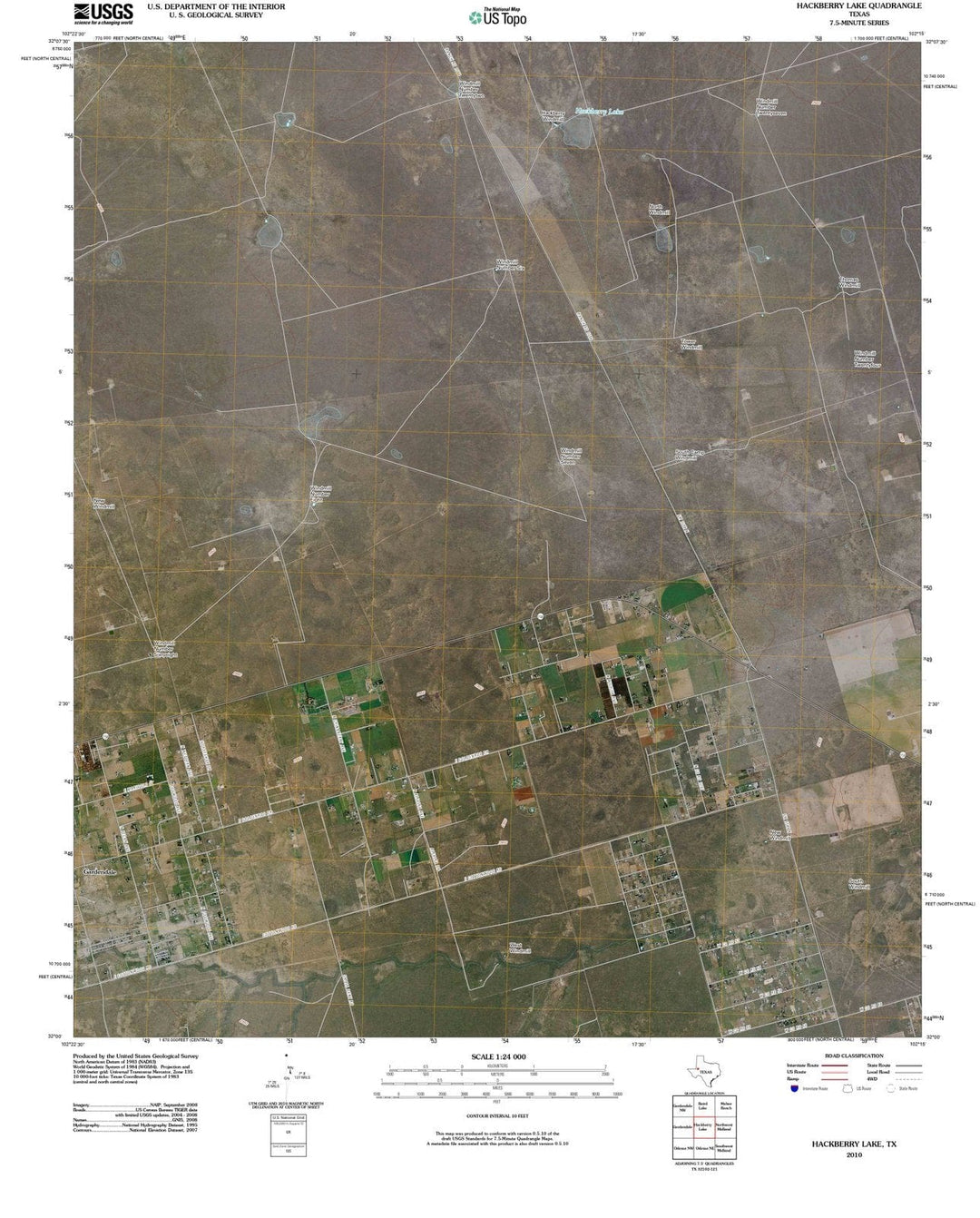 2010 Hackberry Lake, TX - Texas - USGS Topographic Map