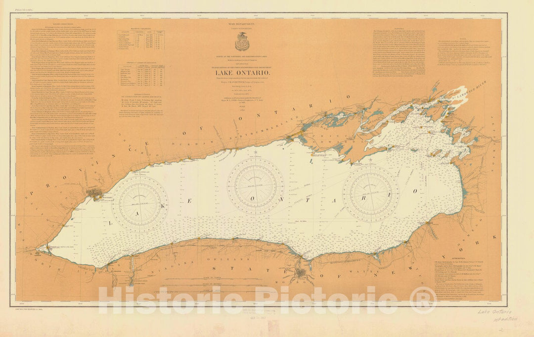 Historic Nautical Map - Lake Ontario, 1901 NOAA Chart - Vintage Wall Art