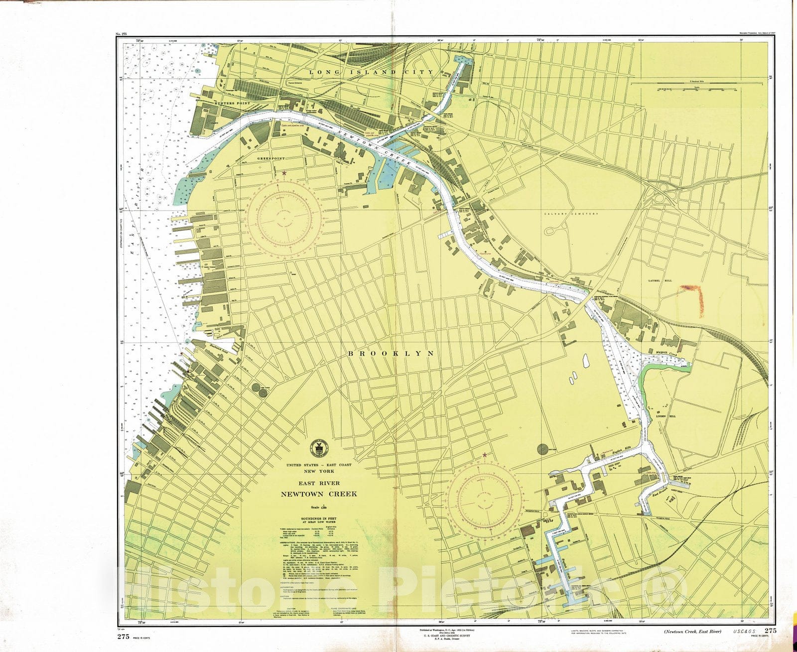 Historic Nautical Map - East River, 1952 NOAA Chart - Vintage Wall Art