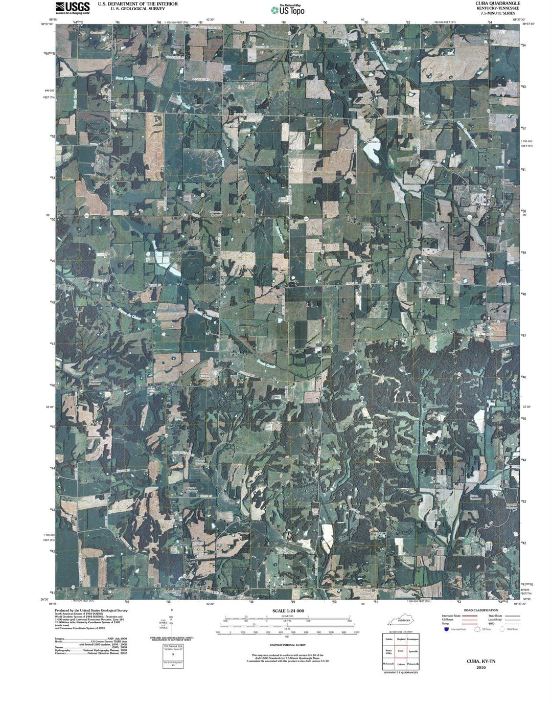 2010 Cuba, KY - Kentucky - USGS Topographic Map