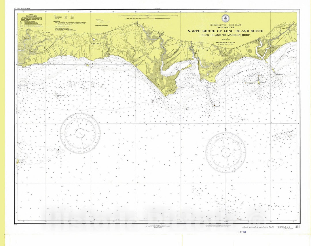 Historic Nautical Map - North Shore Of Long Island Sound, 1936 NOAA Chart - Vintage Wall Art